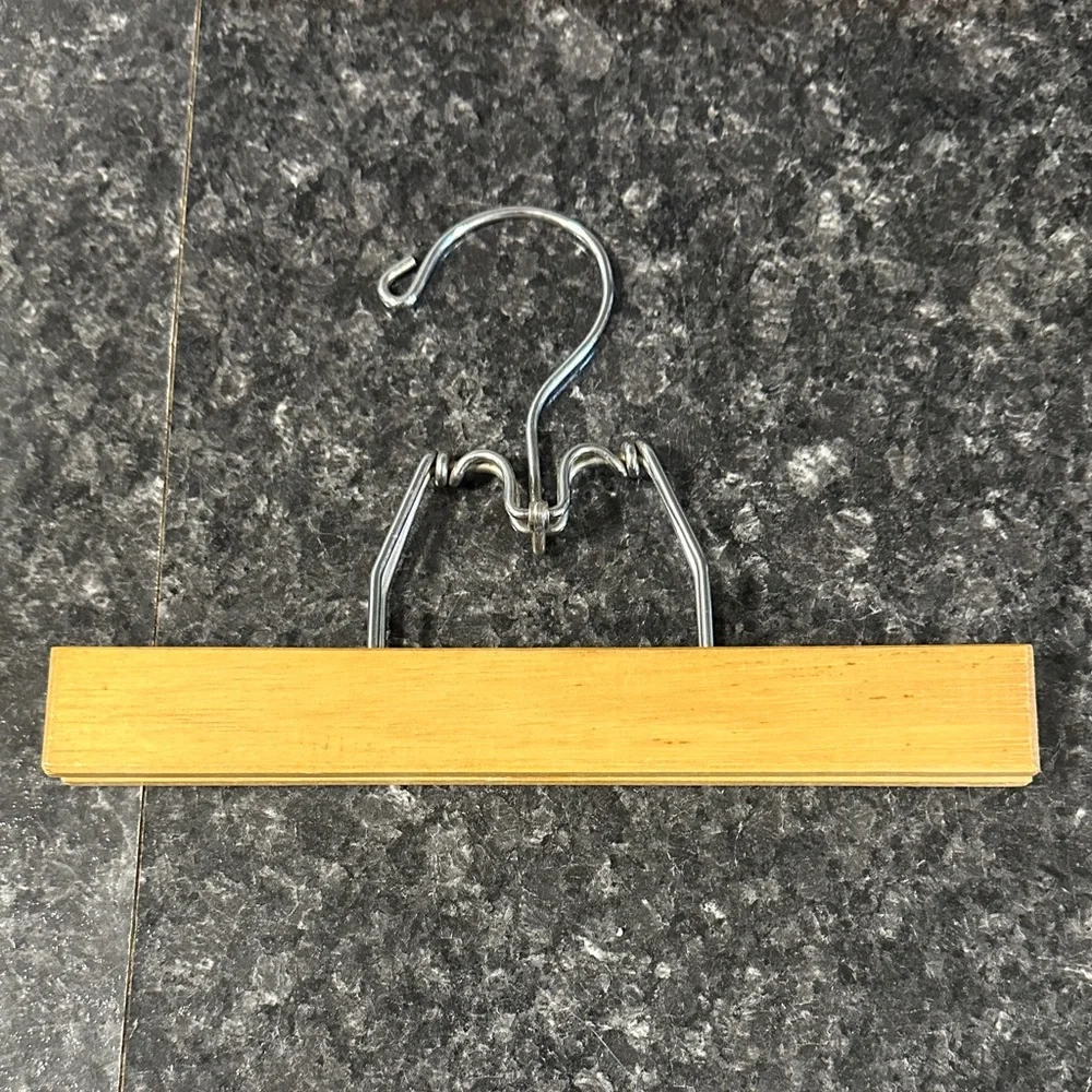 Vintage Lot of 6 Wooden Pants/Skirt Hangers With Clips